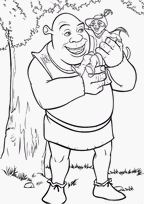 coloriage Shrek et le chat botte